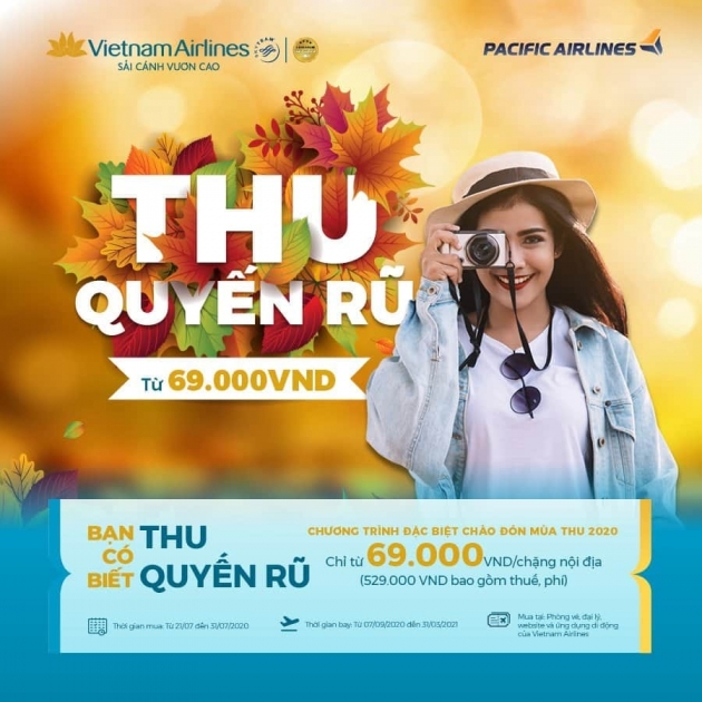 “THU QUYẾN RŨ” CHỈ TỪ 69.000 ĐỒNG/CHIỀU CỦA VIETNAM AIRLINES