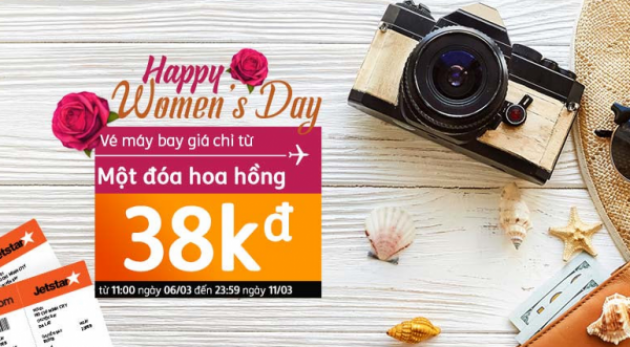 Happy Women’s Day 8/3, vé máy bay giá chỉ từ một đóa hồng 38.000Đ