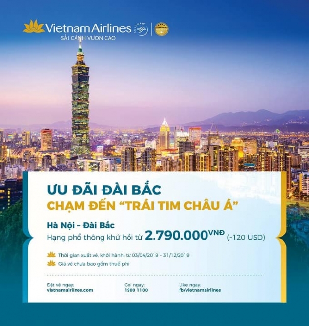 Chỉ từ 120 USD khứ hồi, cùng Vietnam Airlines chạm đến “Trái tim châu Á” Đài Bắc!
