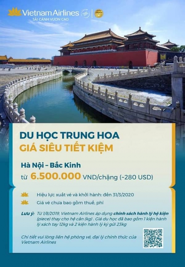 Du học Trung Hoa với giá vé SIÊU TIẾT KIỆM đến từ Vietnam Airlines