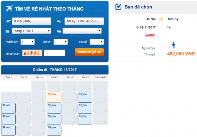 Bay đến Tam Kỳ với loạt vé chỉ 99.000đ được VietJet Air “rải” khắp tháng 11/2017