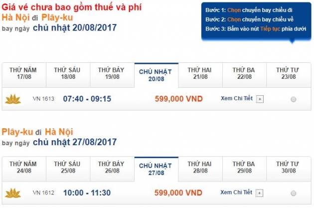 “Rảnh” tay săn ngay loạt vé 599.000đ của Vietnam Airlines trên hành trình Hà Nội - Pleiku